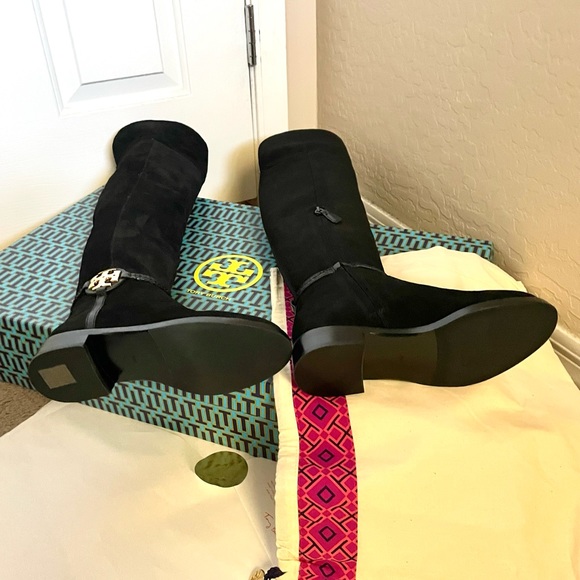 TORY BURCH MILLER BLACK SUEDE OVER THE KNEE BOOTS 5.5 & Dust Bag NEW - Picture 10 of 11